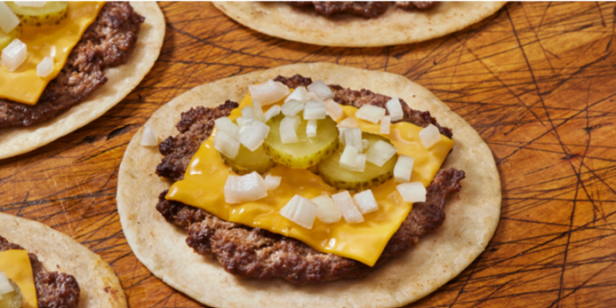 Semi-Home Cooked Smashed Burger Tacos w/Applesauce